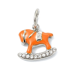 Нержавеющая Сталь Цвет 304 нержавеющей стальной эмали подвески, лошадка прелести, со стразами, цвет нержавеющей стали, 12.5x13x3 мм, отверстие : 5 мм