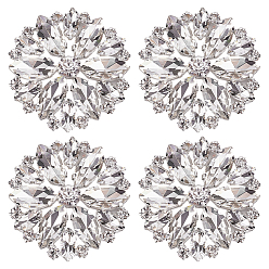 Прозрачный 4шт. железные стеклянные кабошоны, со стразами, цветок, прозрачные, 45x46.5x6 мм