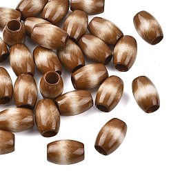 Светло-коричневый Непрозрачный акрил европейского бисера, баррель, два тона, большое отверстие шарик, загар, 23x15.5~16 мм, отверстие : 8 мм