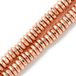 Гальванический Розовый Золотой Гальванические нити из синтетических немагнитных гематитовых бусин, граненые, диск, Heishi бусы, покрытием из розового золота, 5.5x2 мм, отверстие : 1 мм, около 193 шт / нитка, 15.35'' (39 см)