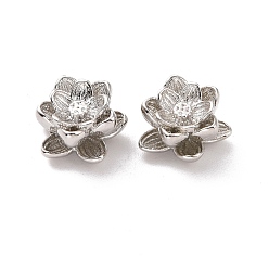 Платина Экологичные латунные бусины, без кадмия и без свинца, долговечный, лотос, платина, 9.5x9x5 мм, отверстие : 1 мм