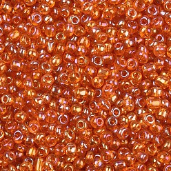 Chocolate Round Glass Seed Beads, Transparent Colours Rainbow, Round, Chocolate, 3mm