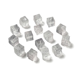 Light Grey Transparent Glass Beads, Gradient Color, Square, Light Grey, 10x11x11mm, Hole: 1.5mm