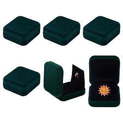 Verde Oscuro 6unidades de cajas de almacenamiento de insignias de terciopelo, estuches de regalo para insignias, Rectángulo, verde oscuro, 5.9x5.35x2.45 cm