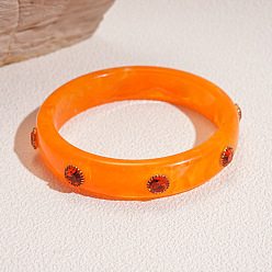 Оранжевый Модные браслеты из акрила и страз для женщин, кольцо, оранжевые, внутренний диаметр: 3-1/8 дюйм (8 см)