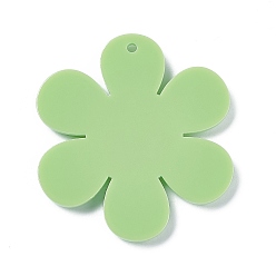 Pale Green Opaque Acrylic Big Pendants, Sunflower with Smiling Face Charm, Pale Green, 55x50.5x5mm, Hole: 2.5mm