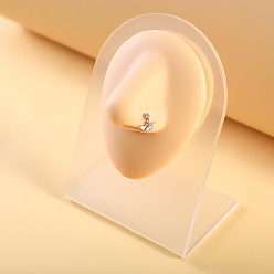 Wing 316l хирургические кольца для носа из нержавеющей стали с микропрорезью и прозрачным кубическим цирконием в форме буквы L, цвет нержавеющей стали, крыло, 7 мм, штифты : 0.8 мм