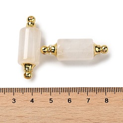 Quartz Crystal Natural Quartz Crystal Connector Charms, with Golden Plated 304 Stainless Steel Findings, Column Links, 36x12mm, Hole: 1.2~1.4mm