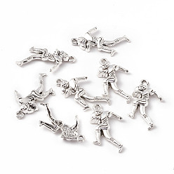 Antique Silver Tibetan Style Alloy Pendants, Rugby Player, Antique Silver, 30x17.5x3.5mm, Hole: 1.5mm