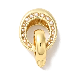 Настоящее золото 18K Овальная стойка с латунным покрытием, складные застежки, с абс пластмассовыми жемчужными бисером, долговечный, без свинца и без кадмия, реальный 18 k позолоченный, 26 мм, отверстие : 2.5 мм