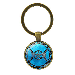 Луна Сплав со стеклянным кейчианом, плоские круглые с луной, луна, 6x2.7 см