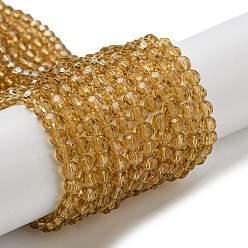 Сэнди Коричневый Прозрачные стеклянные бусины, граненый (32 граней), круглые, песчаный коричневый, 4 мм, отверстие : 0.7 мм, около 87~93 шт / нитка, 32~33 см