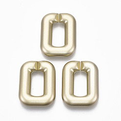 Gold Spray Painted CCB Plastic Linking Rings, Quick Link Connectors, For Jewelry Cross Chains Making, Rectangle, Gold, 42x32x9mm, Inner Diameter: 11x23mm