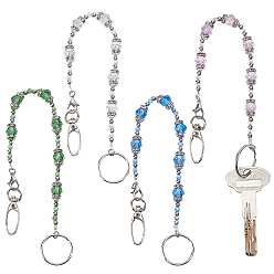 (52) Непрозрачная лаванда 4шт. стеклянные бусины брелок, с застежкой-карабином из сплава и железной поворотной застежкой, разноцветные, 298 мм