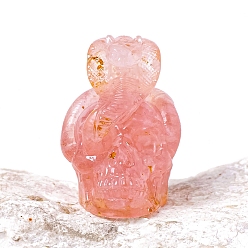 Розовый Кварц Генераторы энергии из оргонитовой змеи и черепа, Рейки натуральные чипсы из розового кварца внутри для украшения домашнего офиса, 43x58 мм