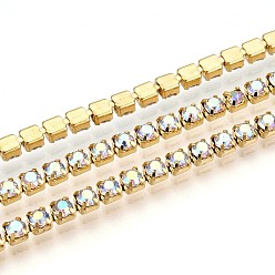 Лазурный Железо горный хрусталь чашка цепи, с катушкой, золотые, лазурный, 3.5x3.5x3 мм, около 30.00 футов (9.14 м) / рулон