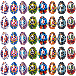 (52) Непрозрачная лаванда 64шт. 8 цвета напечатаны натуральные бусины из ракушек каури, нет отверстий / незавершенного, с рисунком сглаза, разноцветные, 18~22x13~14x6~8 мм, 8 шт / цвет