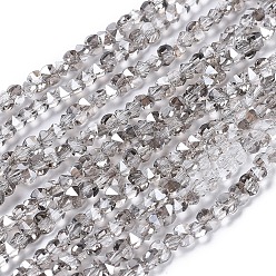 Светло-серый Стеклянные бусины с гальваническим покрытием , граненые, прямоугольник с закругленными углами, гальваническое покрытие, светло-серый, 3x4.5x3.5 мм, отверстие : 0.8 мм, около 149 шт / нитка, 17.32 дюйм (44 см)