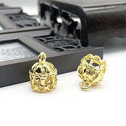 Золотой Латунные колпачки с кисточками и бусами, золотые, 12x15 мм