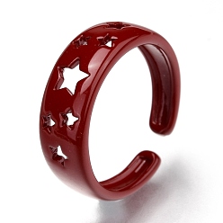 Mixed Color Spray Painted Brass Cuff Rings, Open Rings, Star, Mixed Color, US Size 8(18.1mm)