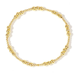Golden Bohemia Brass Round Beaded Stretch Bracelets, Golden, 6.89 inch(17.5cm)