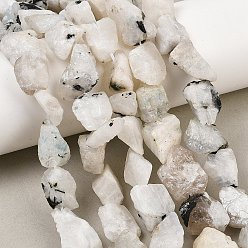 Rainbow Moonstone Необработанные грубые натуральные радужные бусины из лунного камня нити, самородки, 14~26x11~17x4~8 мм, отверстие : 1 мм, около 27 шт / нитка, 15.35'' (39 см)