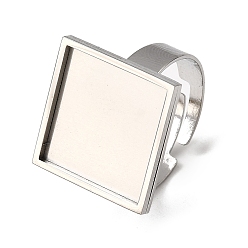 Нержавеющая Сталь Цвет 304 регулируемые кольца из нержавеющей стали, квадратный, цвет нержавеющей стали, лоток : 15.5x15.5 мм, площади: 17x17 mm, внутренний диаметр: 18 мм