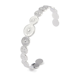 Нержавеющая Сталь Цвет Не тускнеющие 304 открытые браслеты-манжеты из нержавеющей стали для женщин, плоско-круглые, цвет нержавеющей стали, внутренний диаметр: 2-3/8 дюйм (6.1 см), 12.5 мм