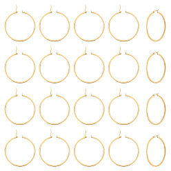 Золотой 10 piars 201 серьги-кольца из нержавеющей стали, с 304 штифтов из нержавеющей стали, ионное покрытие (ip), золотые, 52.5 мм