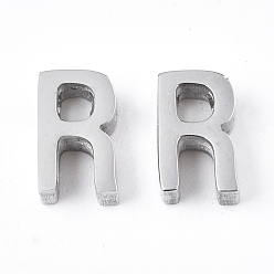 Letter R Anlaufgeschützt 201 Charms aus Edelstahl, Edelstahl Farbe, Buchstabe r, 8x5x3 mm, Bohrung: 1.6 mm