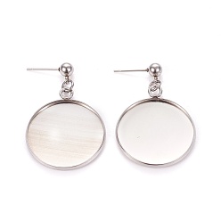 Нержавеющая Сталь Цвет Устойчивые к потускнению 304 серьги-гвоздики из нержавеющей стали, цвет нержавеющей стали, 40 мм, штифты : 0.9 мм, лоток : 25 мм