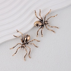 Античная Бронза Серьги сплава горный хрусталь, паук, античная бронза, 55x59 мм