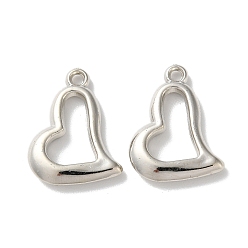 Платина Пластмассовые подвески ccb, сердце прелести, платина, 22x17x3.5 мм, отверстие : 1.8 мм