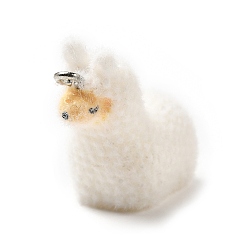 Белый Кулоны из флокированной смолы, альпака, с железной платиной петлей, белые, 24x27x4 мм, отверстие : 2 мм