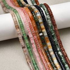 Смешанные камни Натуральные и синтетические, смешанные драгоценный камень бисер пряди, диск, Heishi бусы, смешанные окрашенные и неокрашенные, 4x2.5 мм, отверстие : 0.8 мм, около 159 шт / нитка, 14.84~14.88'' (37.7~37.8 см)