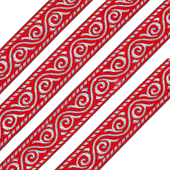 Красный Лента для вышивки из полиэстера, жаккардовая лента, тирольская лента, для упаковки подарков, оформление партии, цветочный узор, красные, 1-1/4 дюйм (33~34 мм)