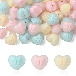 (52) Непрозрачная лаванда 45шт 3 цвета прорезиненные непрозрачные акриловые бусины, сердце с бантом, разноцветные, 15x17.5x14 мм, отверстие : 2.8 мм, 15 шт / цвет