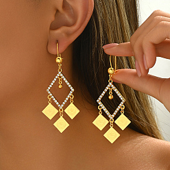 Rhombus Элегантные серьги-люстры из цинкового сплава в ближневосточном стиле, золотые, ромб, 77x35 мм