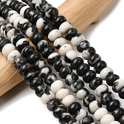 Джаспер Зебра Природные зебры яшмы бисер нитей, рондель, 8.5x5.5 мм, отверстие : 1 мм, около 73 шт / нитка, 15.35'' (39 см)