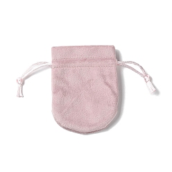 BrumosaRosa Bolsas de almacenamiento de terciopelo, bolsa de embalaje de bolsas con cordón, oval, rosa brumosa, 10x8 cm