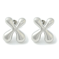Letter X Серьги из латуни с покрытием стойки, без кадмия и без свинца, долговечный, серьги, алфавит, платина, Письмо X, 14x12.5 мм