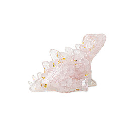 Розовый Кварц Украшение для дисплея динозавра из смолы, с натуральной крошкой розового кварца внутри статуй для украшения домашнего офиса, 90x47x48 мм
