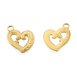Echt 18 k vergoldet Ionenbeschichtung (IP) 201 Edelstahlanhänger, Herz, echt 18 k vergoldet, 18.5x15x1.5 mm, Bohrung: 2 mm
