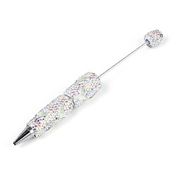 Аквамарин Шариковая ручка с рисунком рыбьего хвоста из смолы и полимерной глины, украшенная стразами, железная ручка из бисера, для индивидуальной ручки с ювелирными бусинами, аквамарин, 148.5~151x15~19 мм