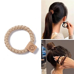 пшеница Эластичные плетеные резинки из твердой ткани, аксессуары для волос с улыбающимся лицом для женщин и девочек, цвет пшеницы, 7 мм, внутренний диаметр: 41 мм