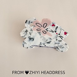 Белый Дым Заколки для волос в форме когтей из ацетата целлюлозы, аксессуары для волос для женщин и девочек, форма кошки, серый, 84x51 мм