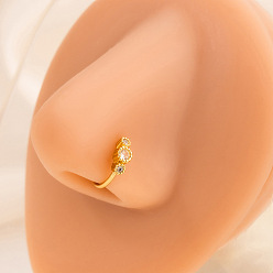 Плоский Круглый Сплав кристалл горный хрусталь обруч клипса на кольца для носа, золотые, плоско-круглые, 11x11 мм