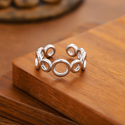 Ring 304 открытые кольца-манжеты из нержавеющей стали для женщин, цвет нержавеющей стали, кольцо, внутренний диаметр: 15~20 мм