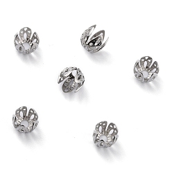 Платина Латунные причудливые шапочки для бус, 5-лепесток, цветок, платина, 7x7 мм, отверстие : 2 мм