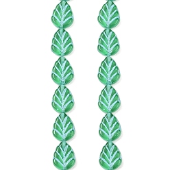 Средний Морско-зеленый Чешские прессованные стеклянные бусины, лист, средний морской зеленый, 10x8x3.5 мм, отверстие : 0.8 мм, около 150 шт / упаковка